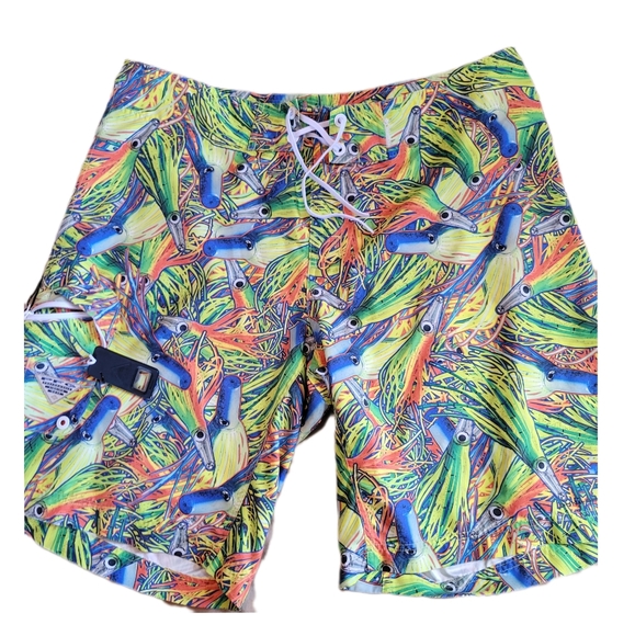 Rare Columbia PFG Swim Shorts with Bottle Opener Size 40 Bright multi color - Picture 1 of 7